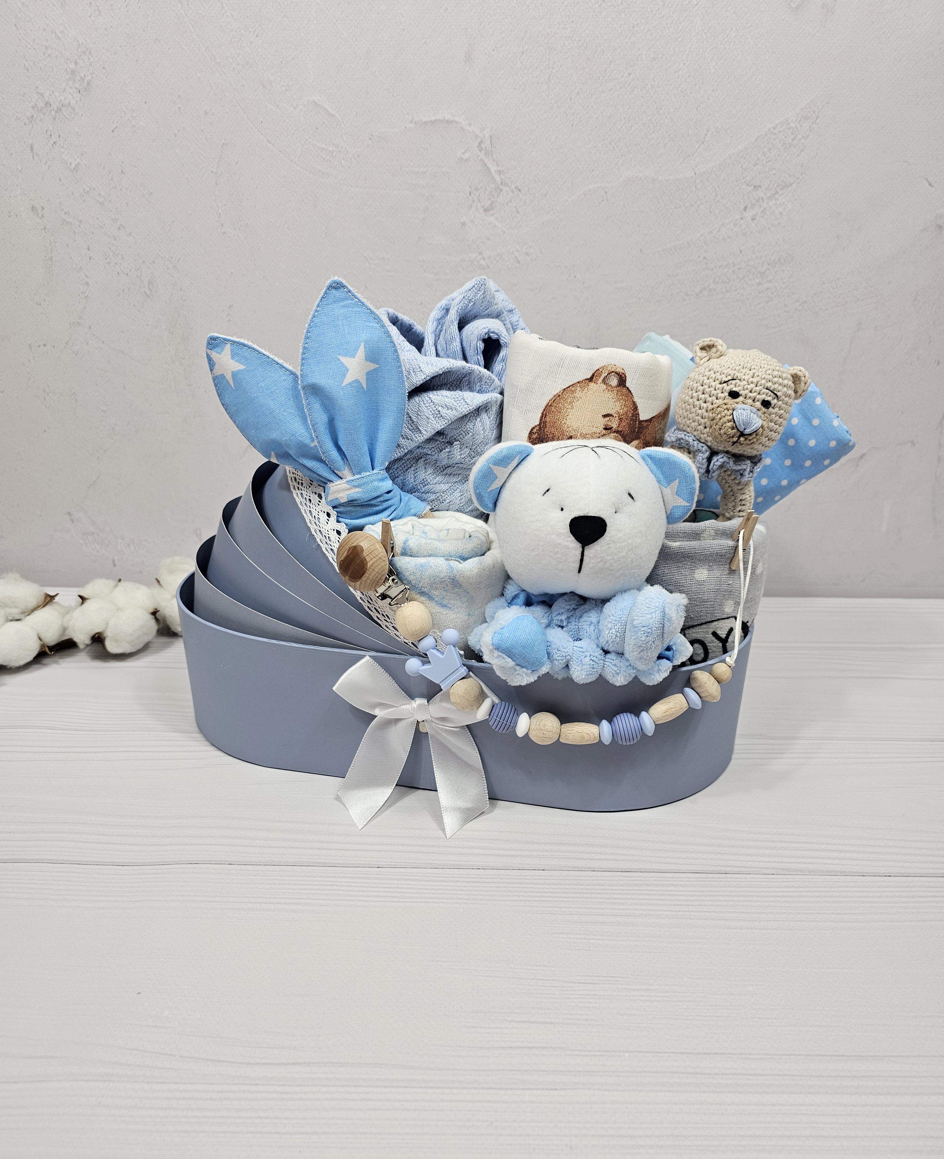 Подарочный набор пеленок для новорожденных a.l.babybox Звезды белые на голубом (20867707)