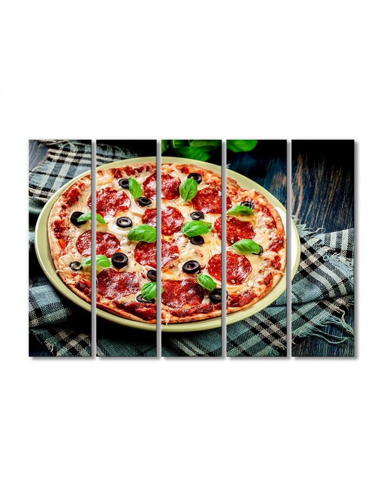 Картина модульная Пицца с базиликом 5 модулей 80x120 см (Eda_i_napiyki1705003)
