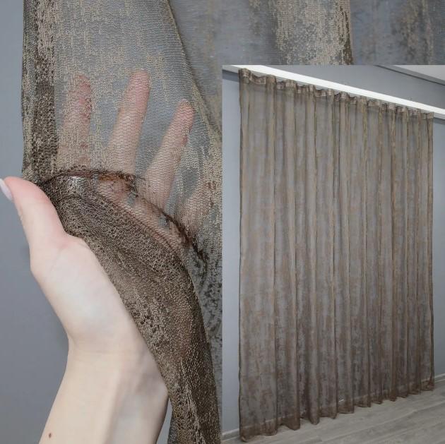 Тюль жаккард Мрамор Коричневый (1403т) - фото 3