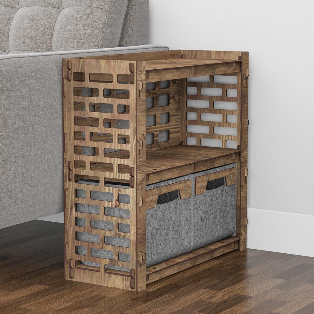 Тумба прикроватная деревянная Hexagonica Brickwall на 2 серых ящика 600х600х254 мм (111667) - фото 3 Тумба прикроватная деревянная Hexagonica Brickwall на 2 серых ящика 600х600х254 мм (111667) - фото 3