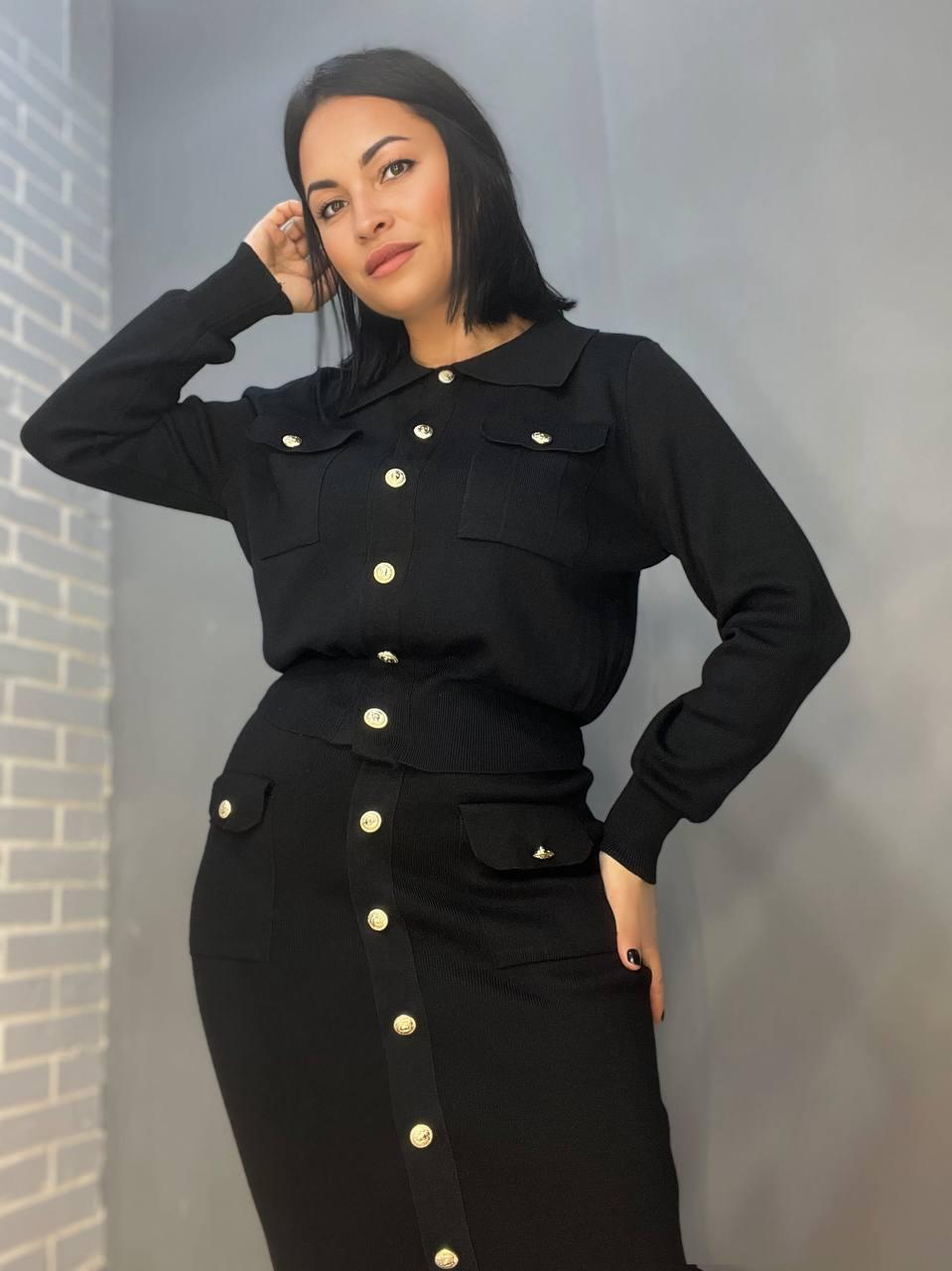 Костюм жіночий De Red 8672 кардиган та спідниця OS Чорний (3205) - фото 10 Костюм жіночий De Red 8672 кардиган та спідниця OS Чорний (3205) - фото 10