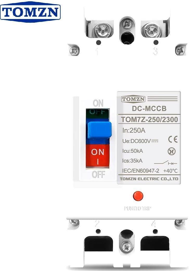 Вимикач постійного струму TOMZN двополюсний автоматичний DC 100 А великий під болтове підключення до 600 В (101658503) - фото 2 Вимикач постійного струму TOMZN двополюсний автоматичний DC 100 А великий під болтове підключення до 600 В (101658503) - фото 2