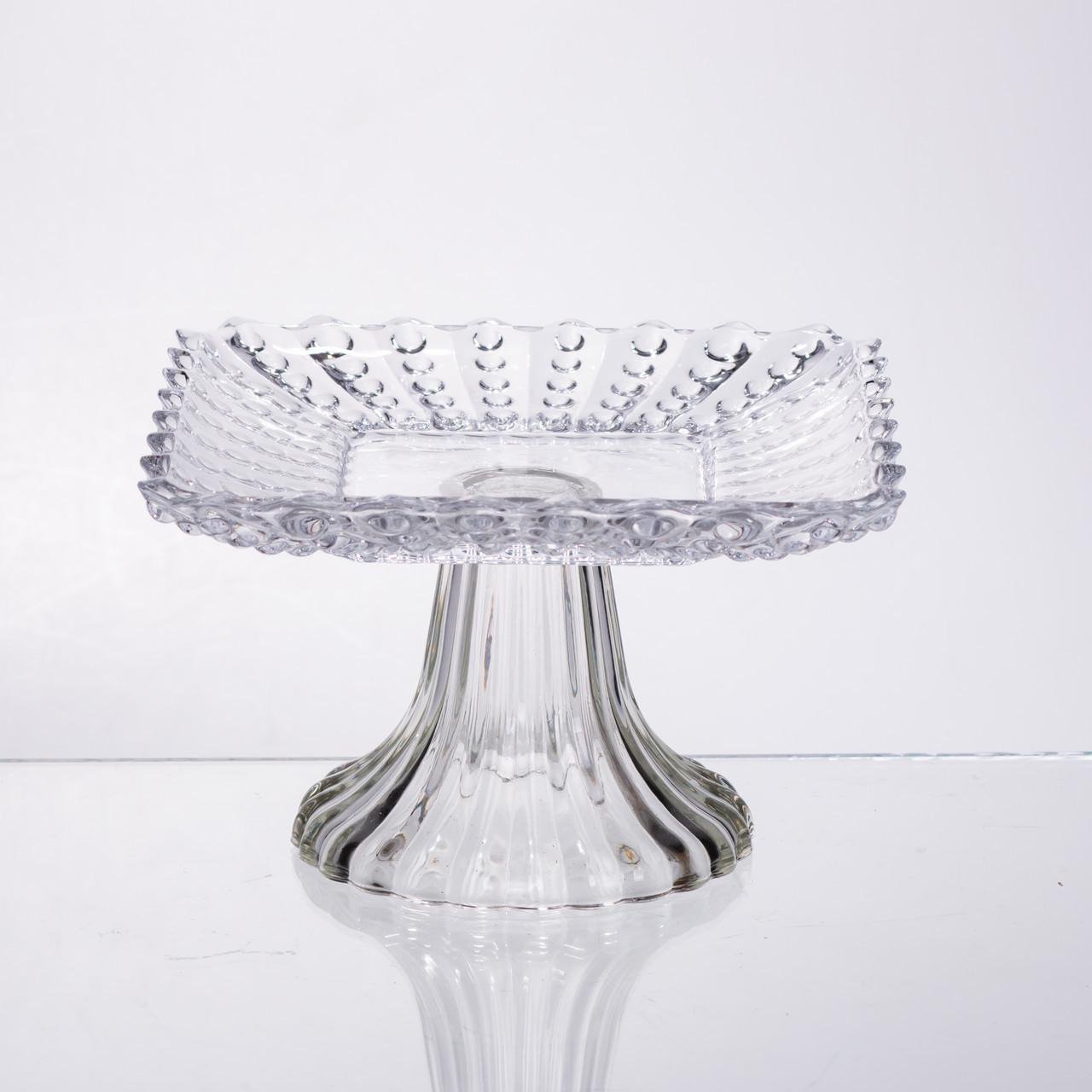 Тортовница стеклянная квадратная на ножке 16х16 см (64486-17)