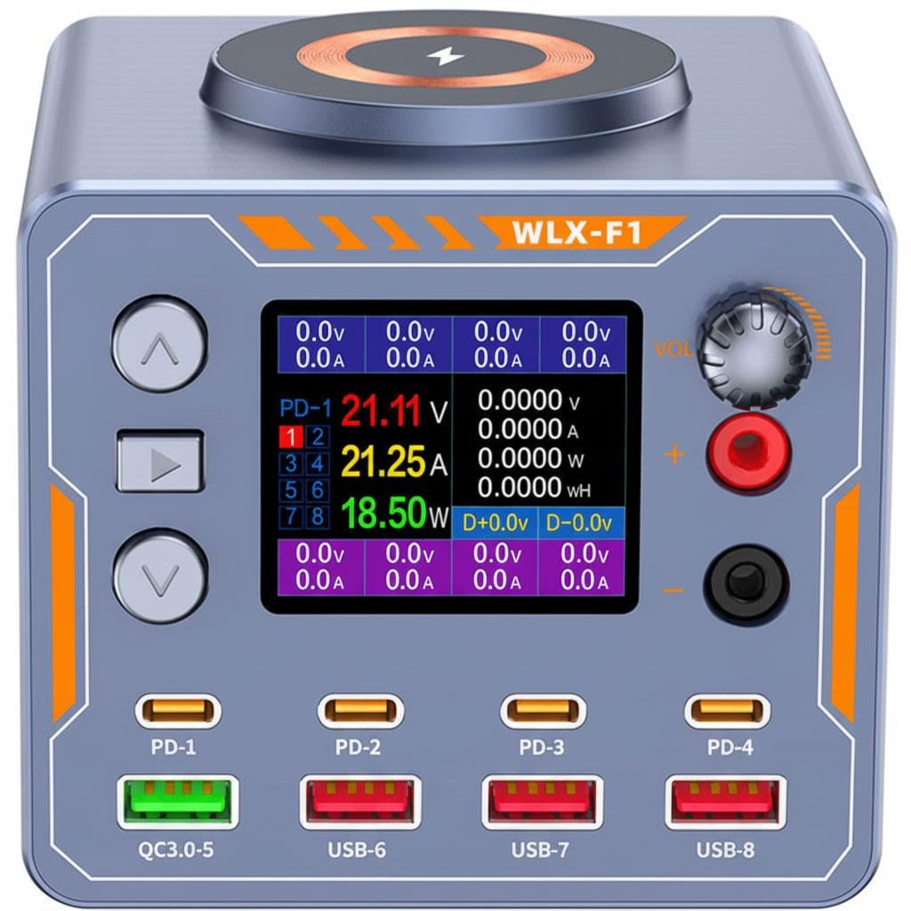 Зарядное устройство для телефона Addap WLX-F1 DC 0-12 В с дисплеем QC/PD/беспроводная зарядка 140 Вт