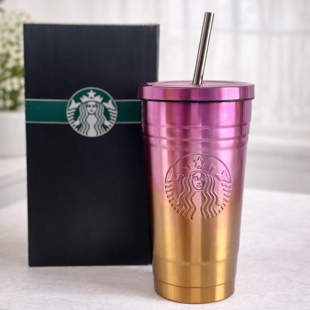 Термокружка 124712 600 мл из нержавеющей стали 304 с трубочкой и крышкой Розовый