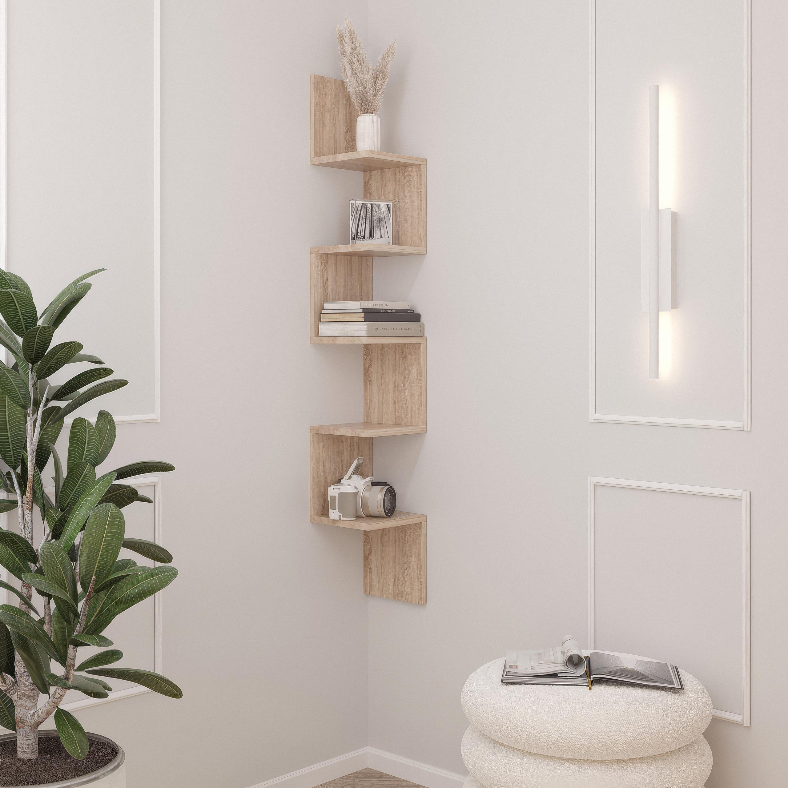 Полка угловая навесная M-9 200x200x1280 мм Дуб Сонома