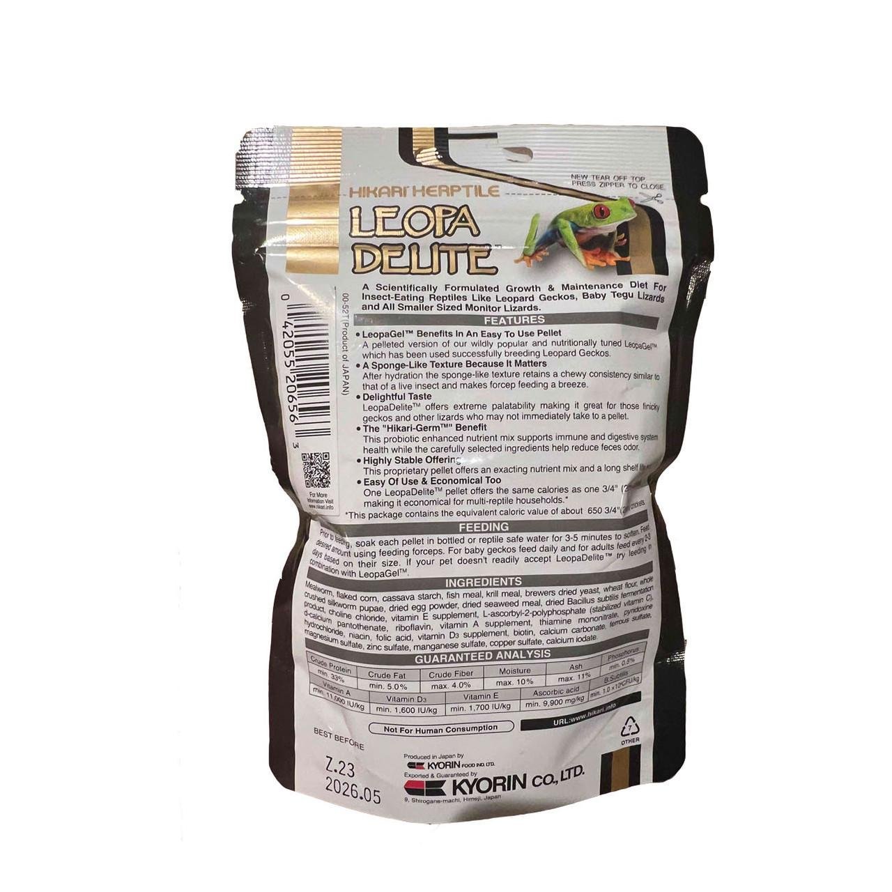 Корм сухой Hikari Leopa Delite для гекконов и насекомоядных ящериц 65 г палочки (20656) - фото 3 Корм сухой Hikari Leopa Delite для гекконов и насекомоядных ящериц 65 г палочки (20656) - фото 3