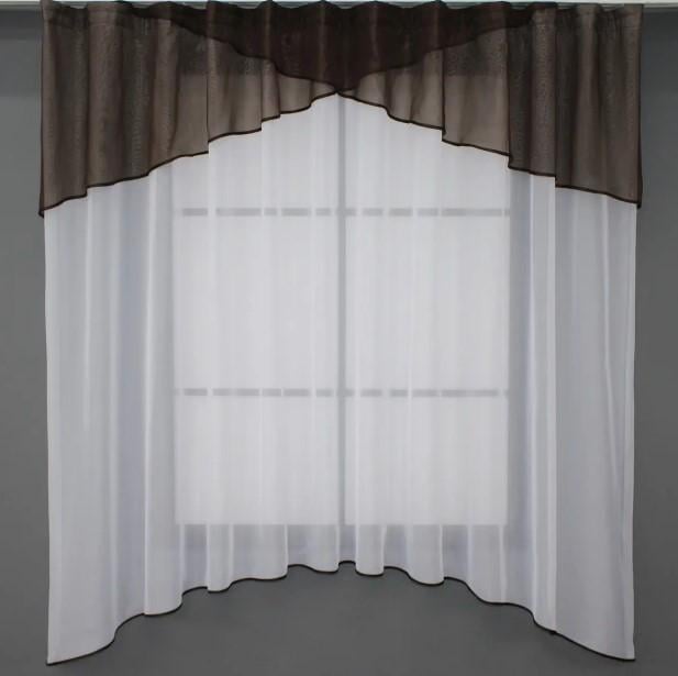 Тюль арка на кухню 280х170 см Венге/Белый (00к 59-845)