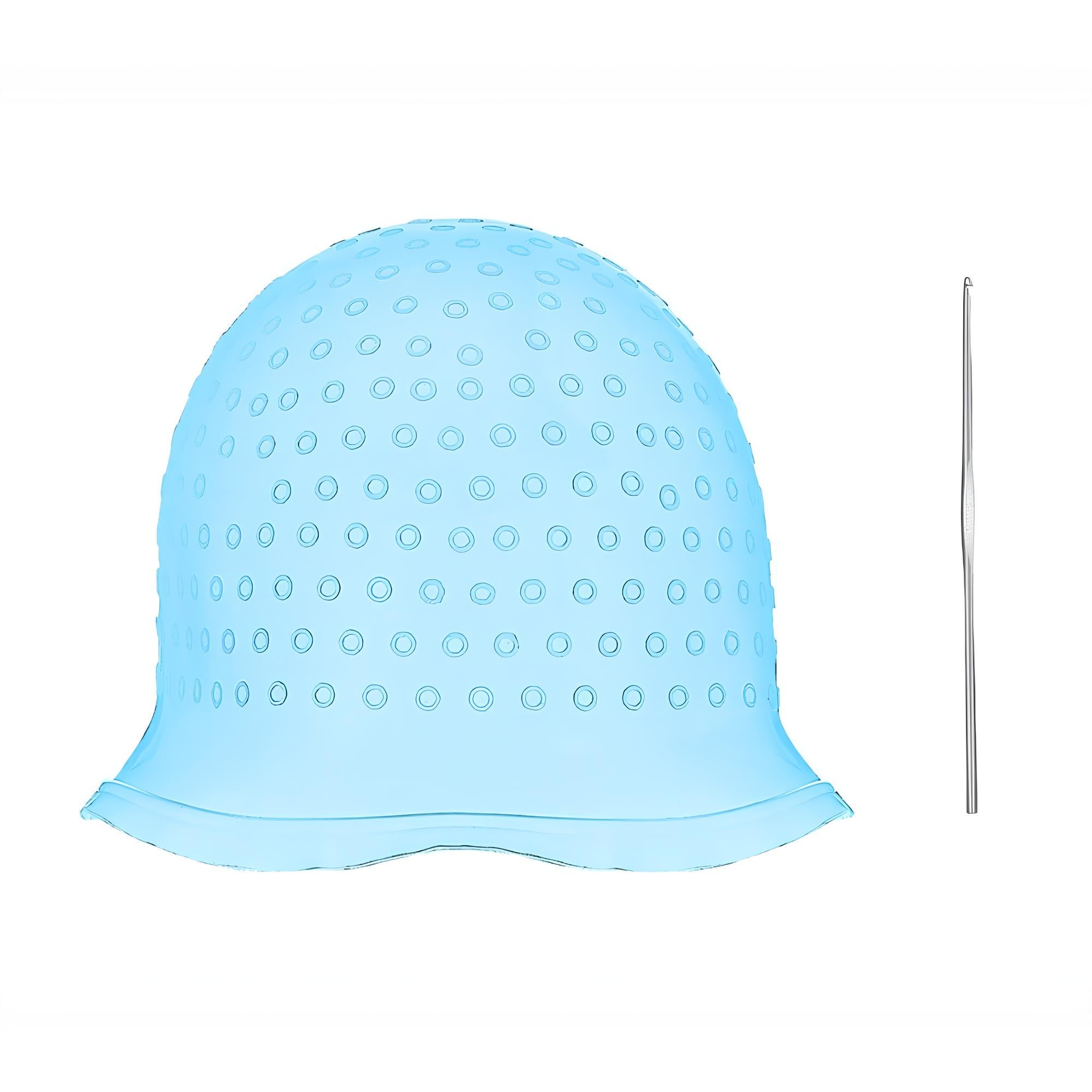 Шапочка силиконовая для мелирования волос с крючком Синий