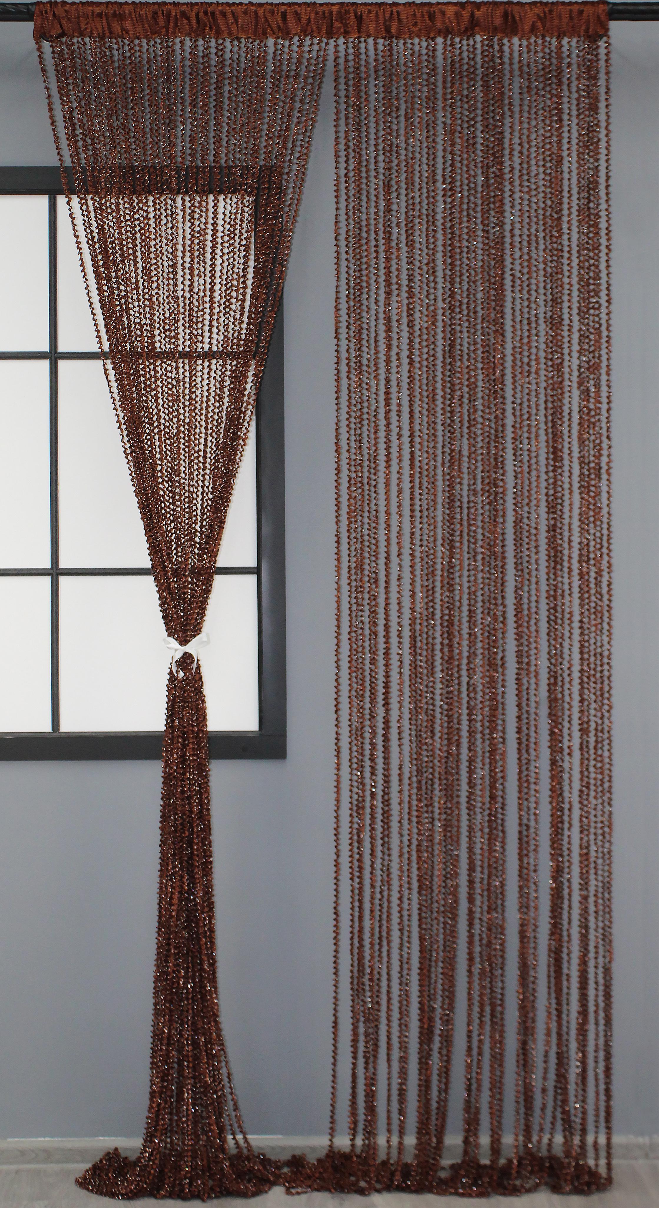 Шторы-нити спираль с люрексом 300х300 см Коричневый (61-021)