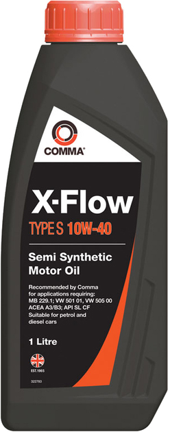 Моторне мастило COMMA X-FLOW TYPE S 10W-40 напівсинтетичне 1 л (XFS1L)