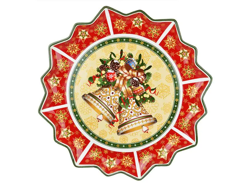 Блюдо фигурное новогоднее Lefard Christmas Collection 986-028 38х4 см Красный с рисунком (169-135-986-028)