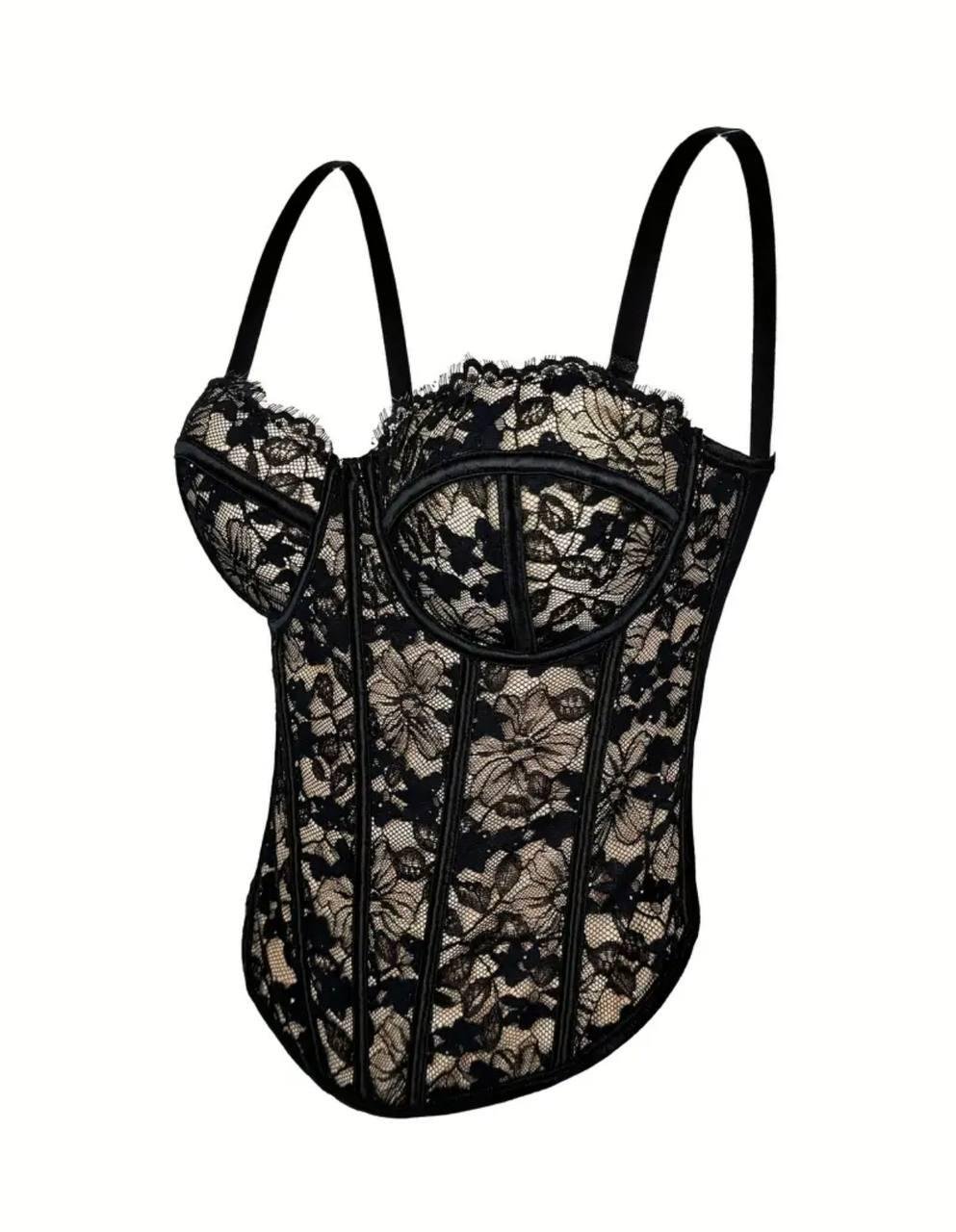 Корсет мереживний S Чорний - фото 4
