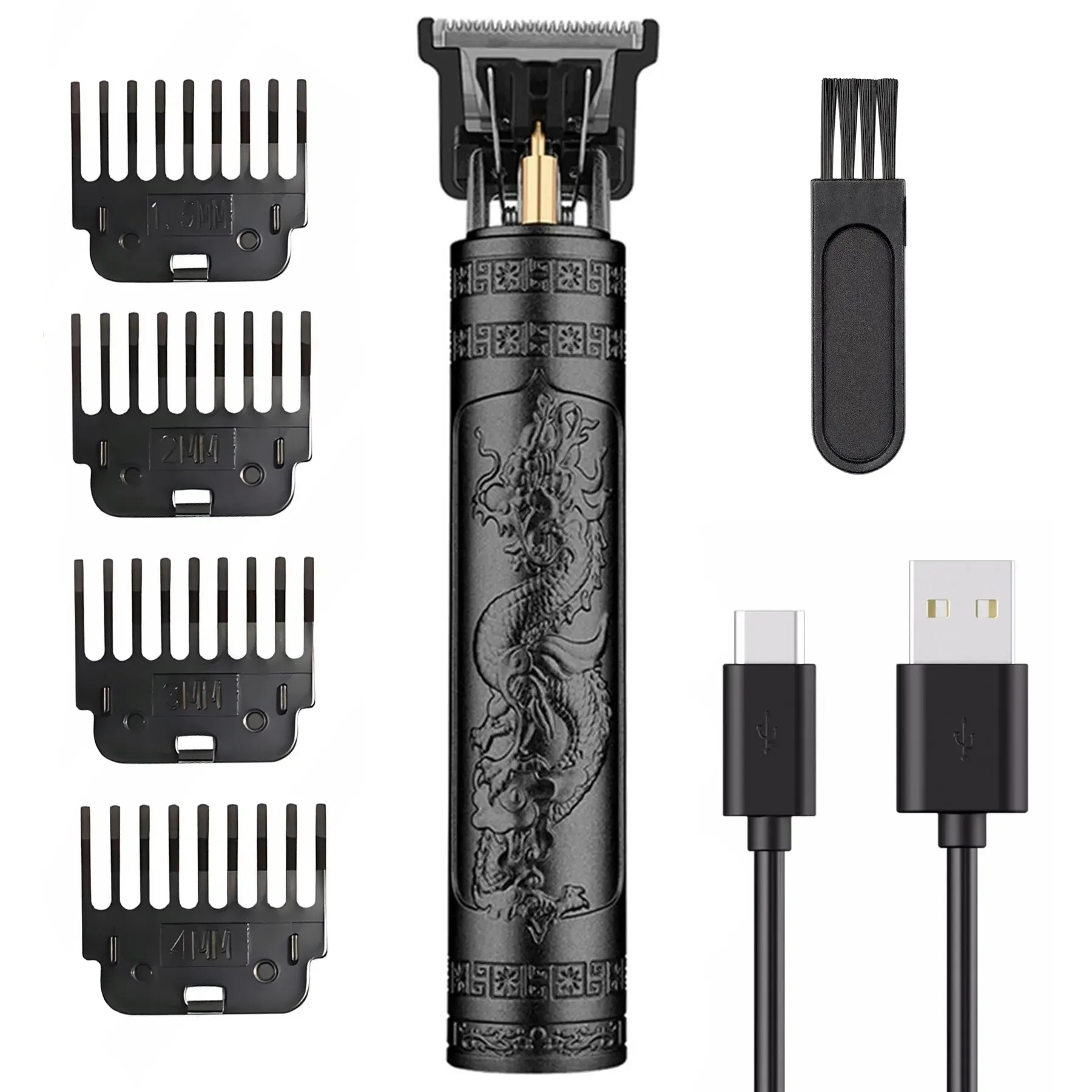 Триммер аккумуляторный VINTAGE T9 USB с насадками Черный (30476911)