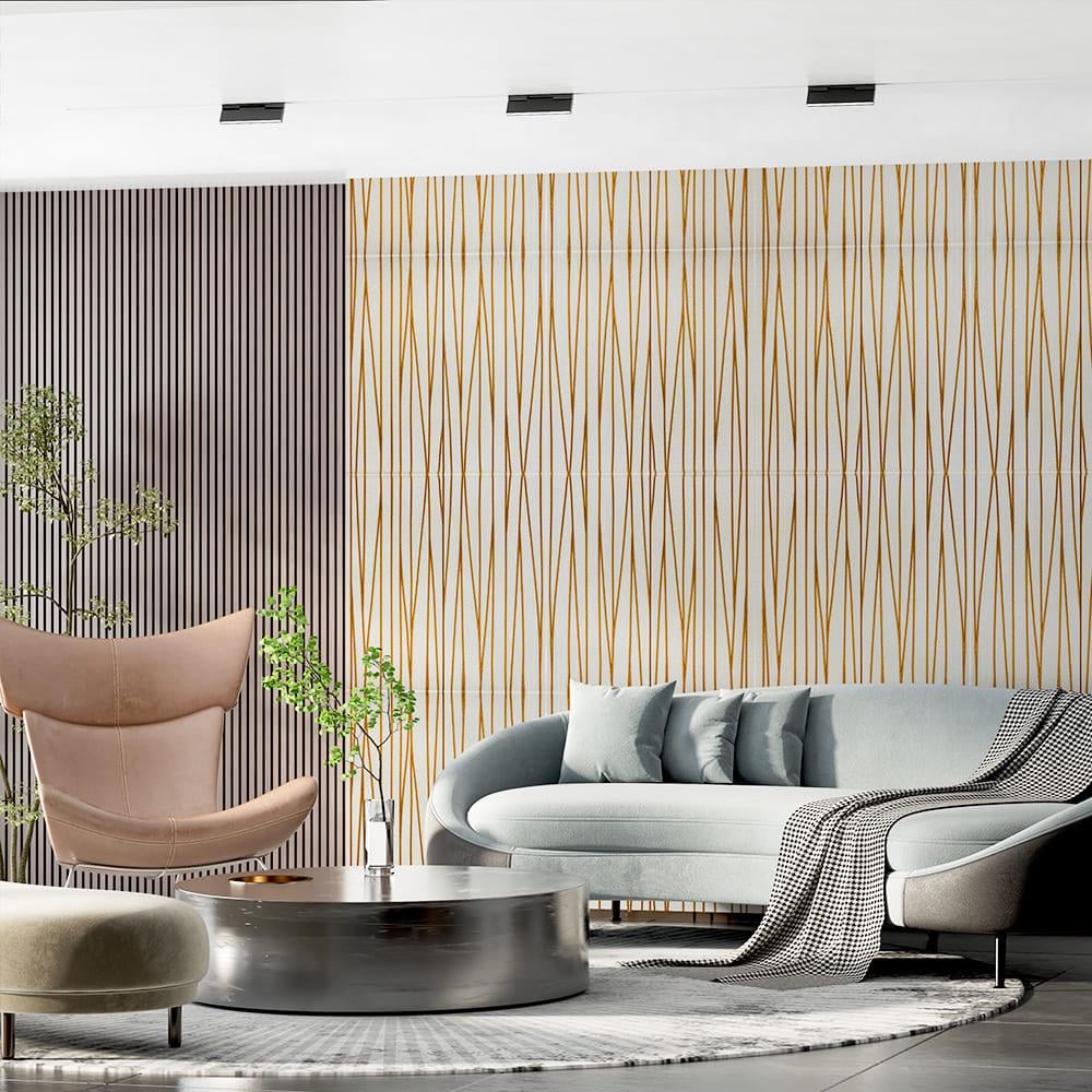 3D-панель самоклеющаяся настенно-потолочная Sticker Wall Золотые ленты 700х700х5 мм (SW-00001184) - фото 2