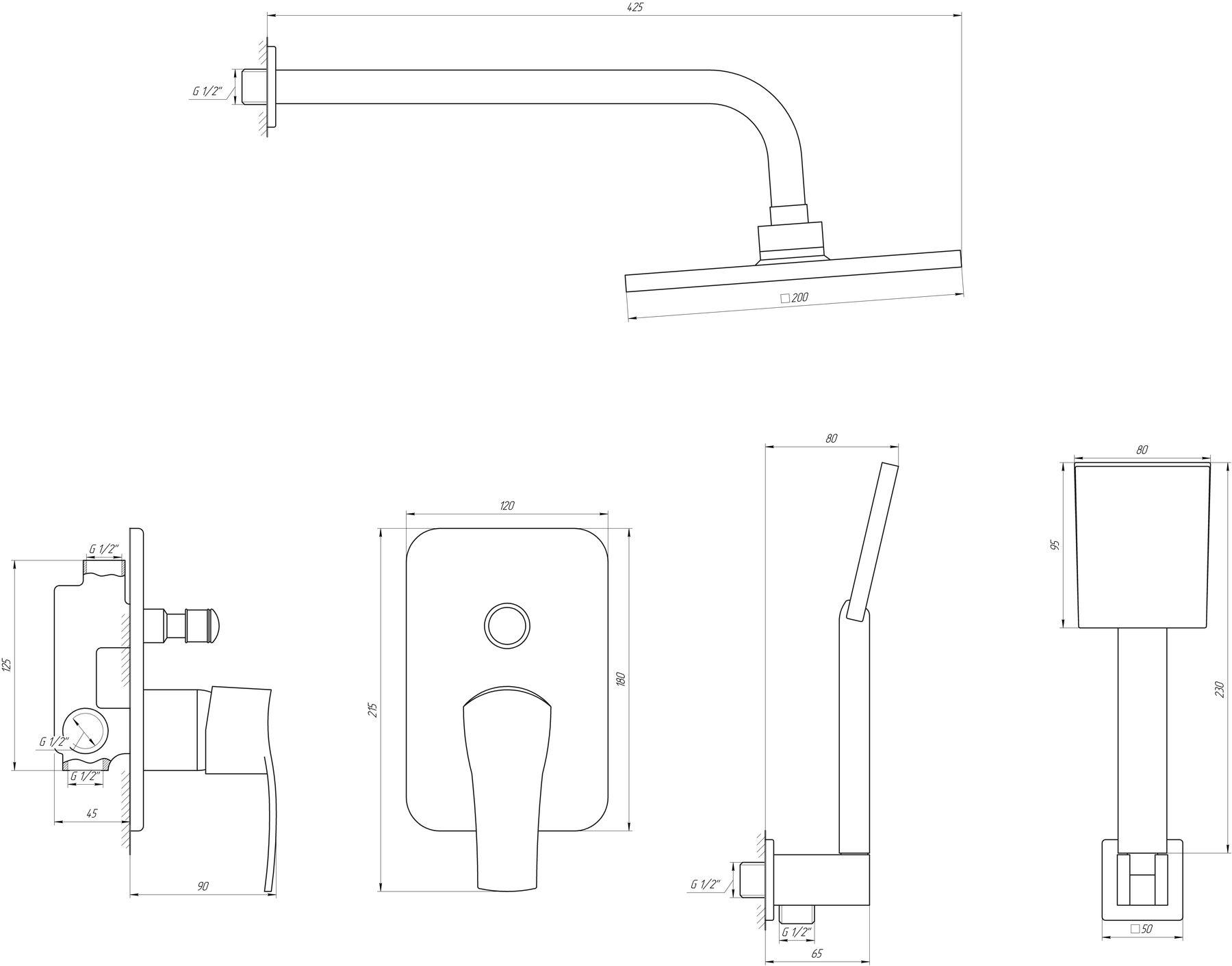 Душова система прихованого монтажу Globus Lux GLQU-0205S - фото 4