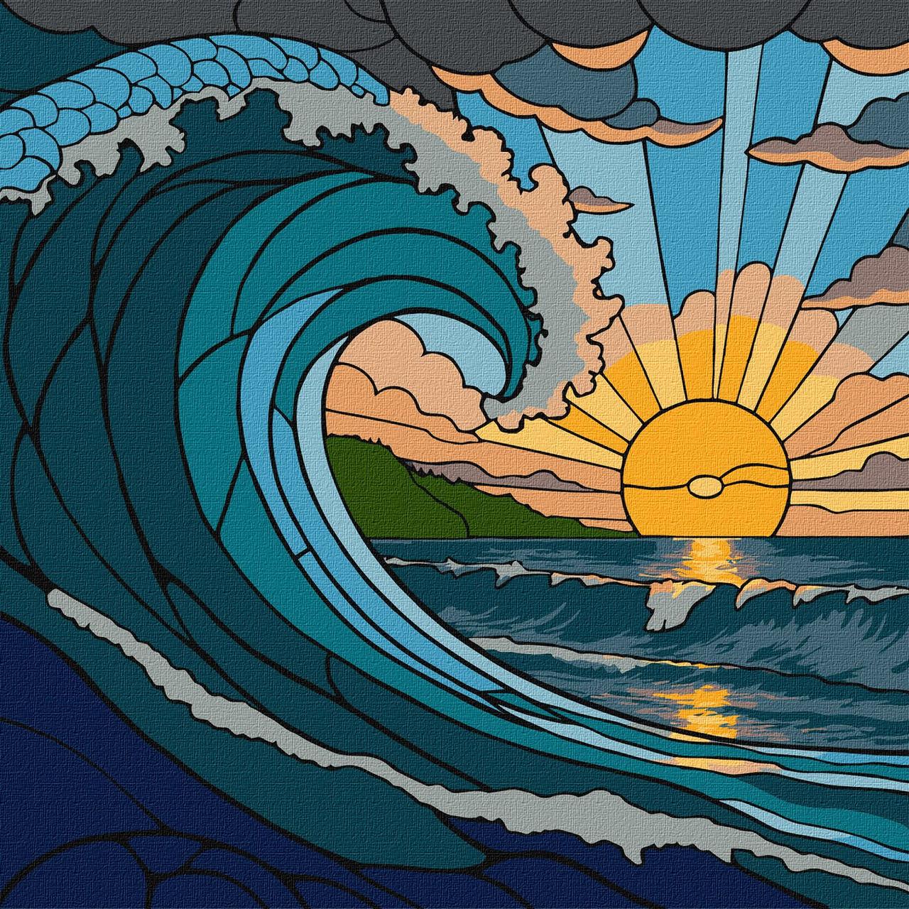 Картина за номерами Ideyka Вітраж Хвиля 30х30 см (2824290351)