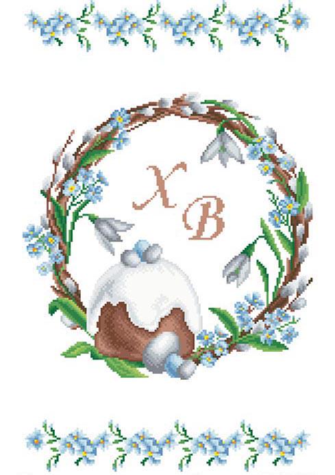 Схема на атласной ткани пасхальное полотенце для вышивки бисером и нитками (ТР846)