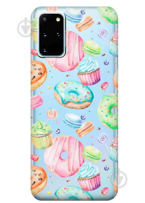 Прозрачный силиконовый чехол iSwag для Samsung Galaxy S20 Plus Пончики (M1095)
