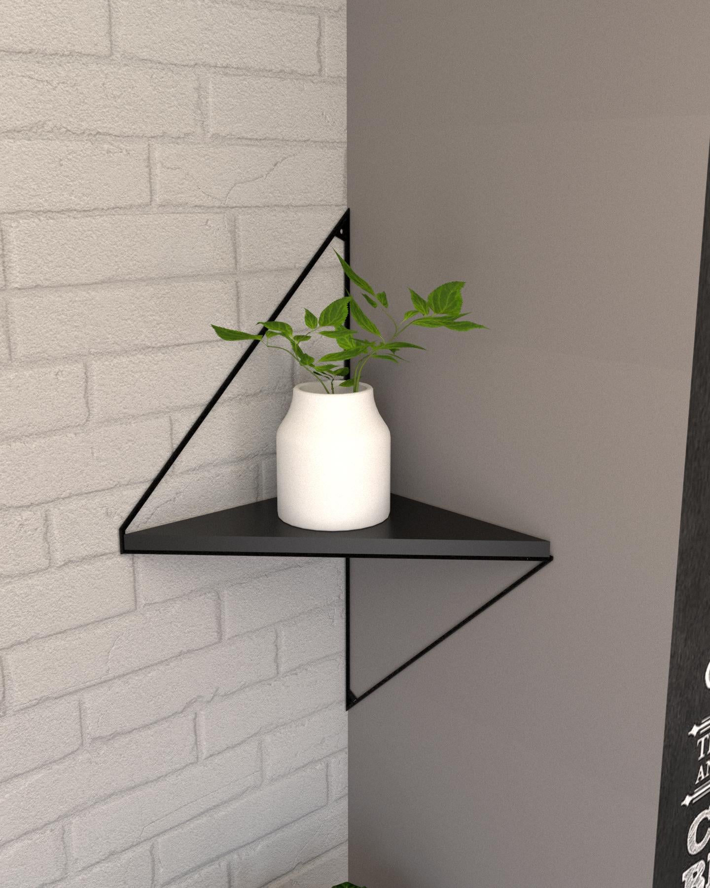 Полка настенная угловая EcoLoft Вердина в стиле черный лофт (DSP-1312-5)
