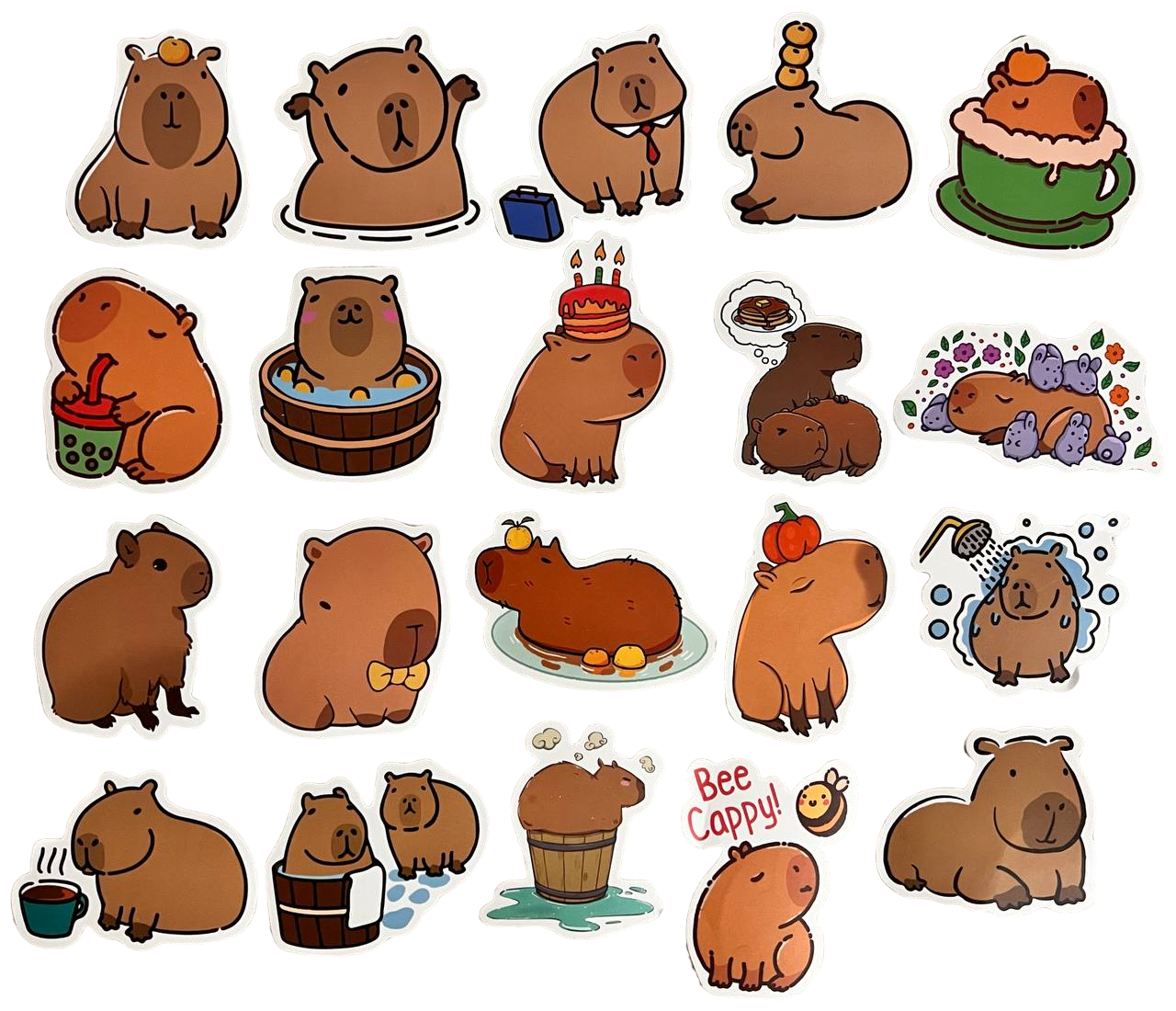 Набор виниловых стикеров Капибара 20 шт. (7) Набор виниловых стикеров Капибара 20 шт. (7)