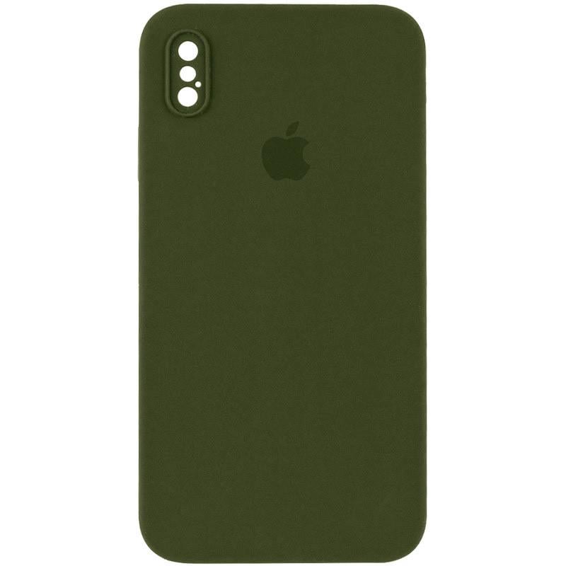 Противоударный чехол Silicone Case Square Full Camera Protective (AA) для Apple iPhone XS Max (6.5") Зеленый / Dark Olive