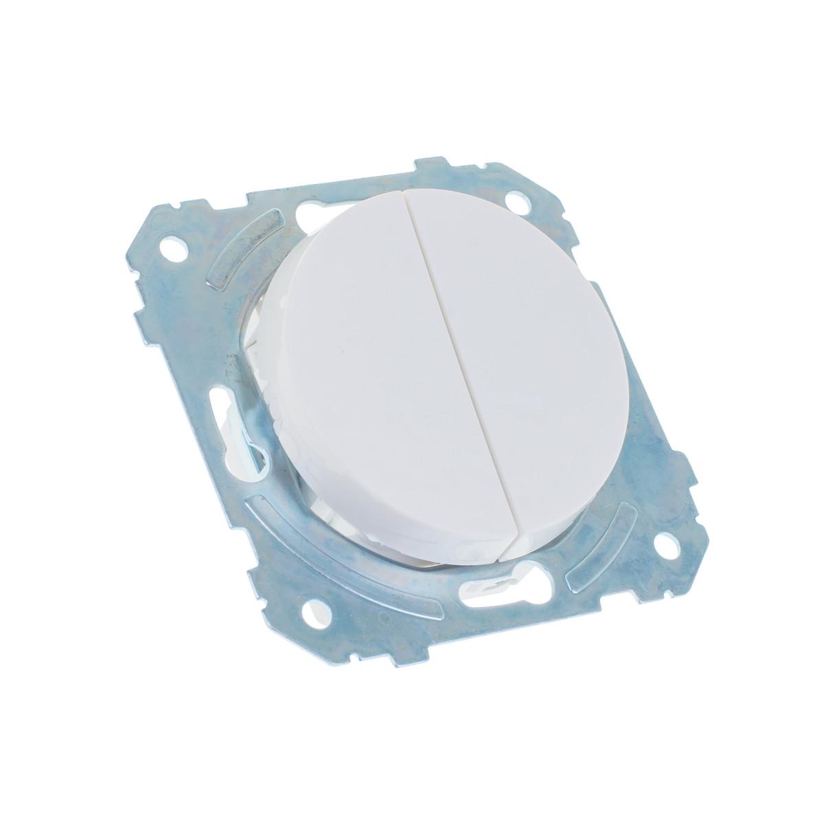 Выключатель двухклавишный Brille WB-2 V2 Белый (42-273)