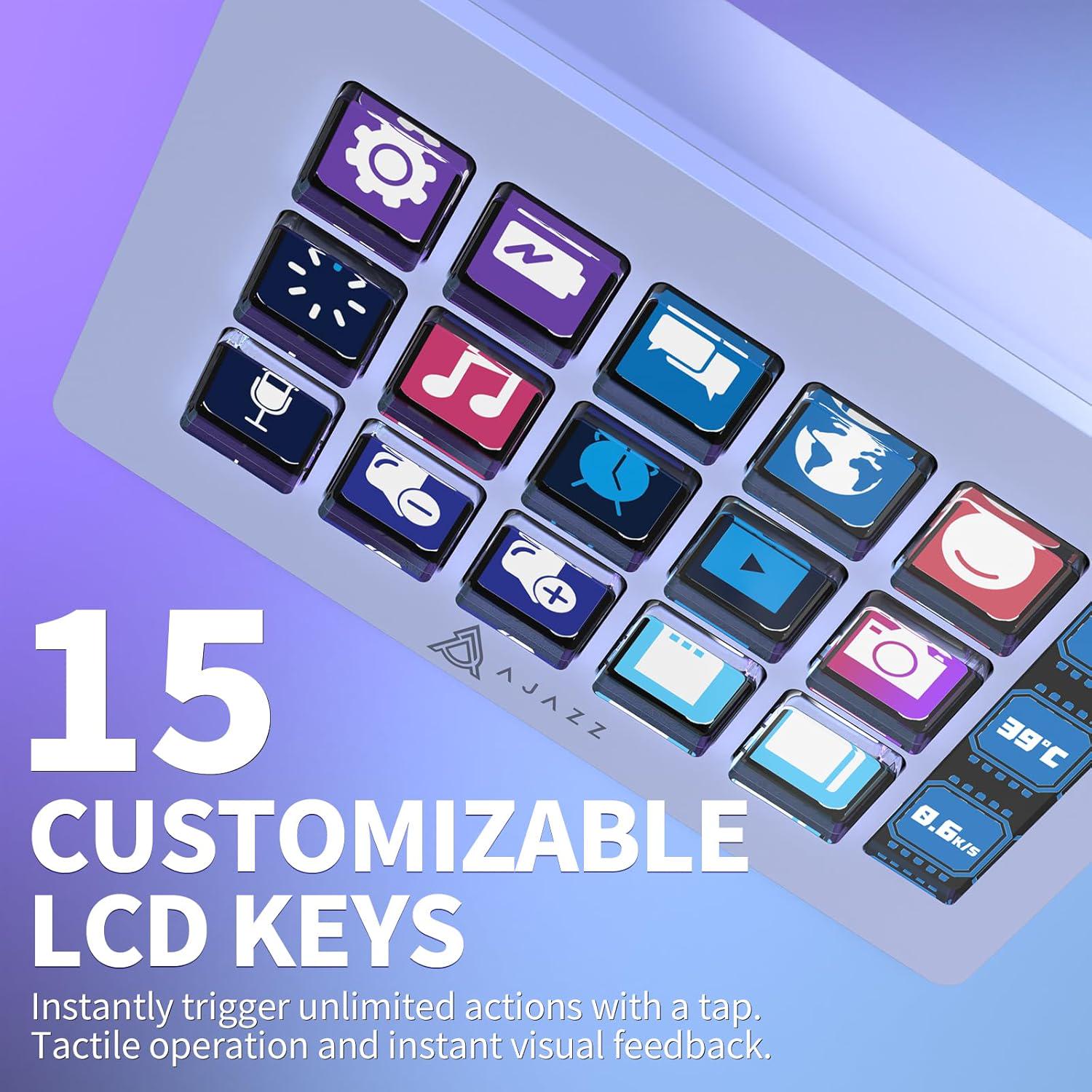 Клавиатура AJAZZ AKP153 Stream Controller Studio Deck 15 Macro Keys для потоковой передачи игр работы с Mac и ПК Белый - фото 5