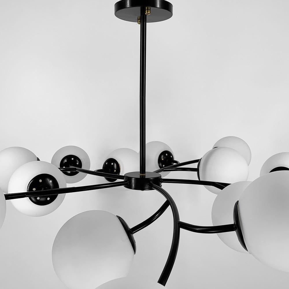 Люстра із поворотними гілочками на 15 білих плафонів Чорний (K 21/15 BK+WT) - фото 3 Люстра із поворотними гілочками на 15 білих плафонів Чорний (K 21/15 BK+WT) - фото 3