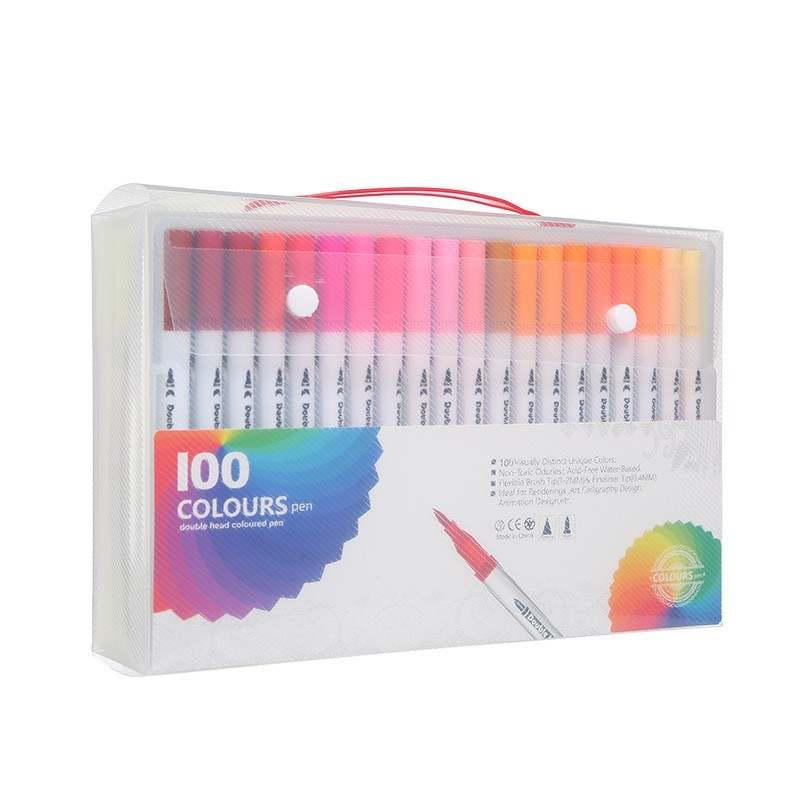 Маркеры двухсторонние акварельные Dual Tip Brush Pens для скетчинга 100 цветов - фото 1