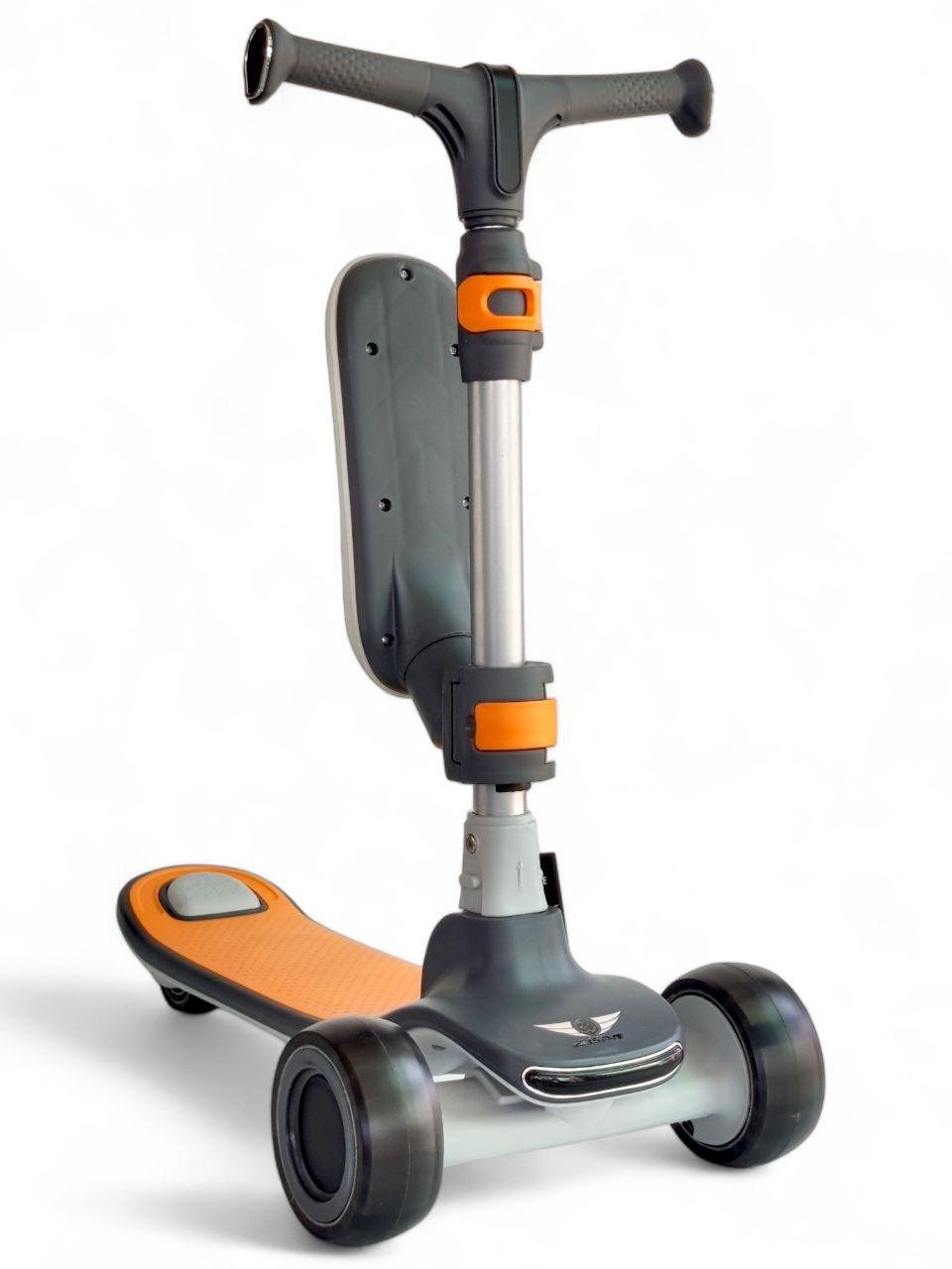 Детский самокат трехколесный Z.Gan MTG009A складной со звуковыми/световыми эффектами Черный (MTG009Ar-s3) - фото 2