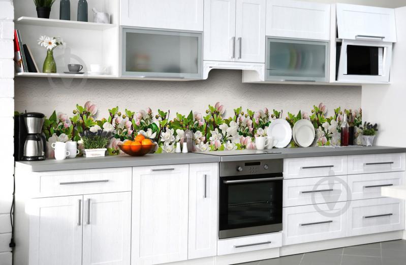 Скинали на кухню Zatarga «Сад фаленопсисов» 600х2500 мм виниловая 3Д наклейка кухонный фартук самоклеящаяся