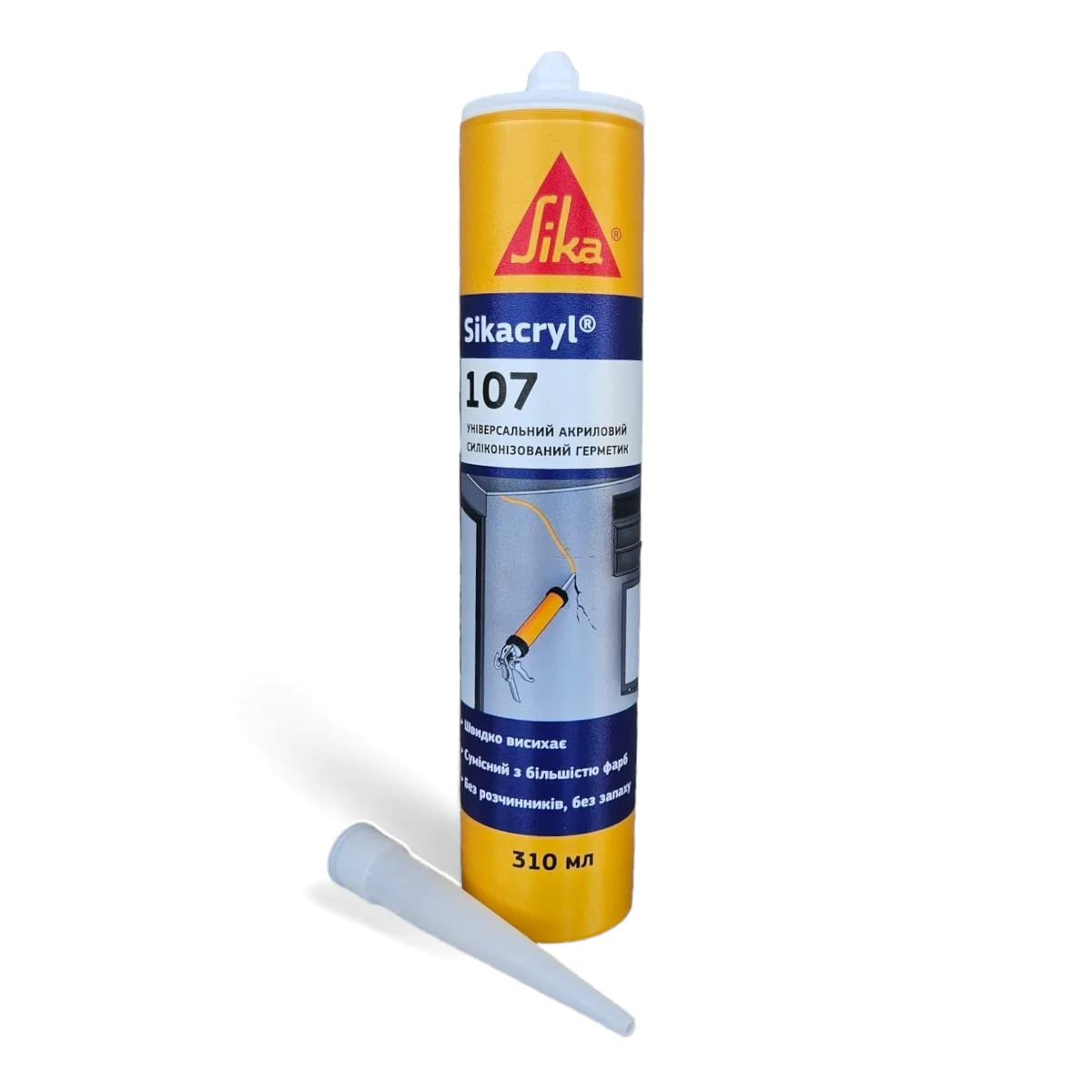 Герметик акриловий універсальний Sika Sikacryl-107 для статичних швів картридж 310 мл Білий
