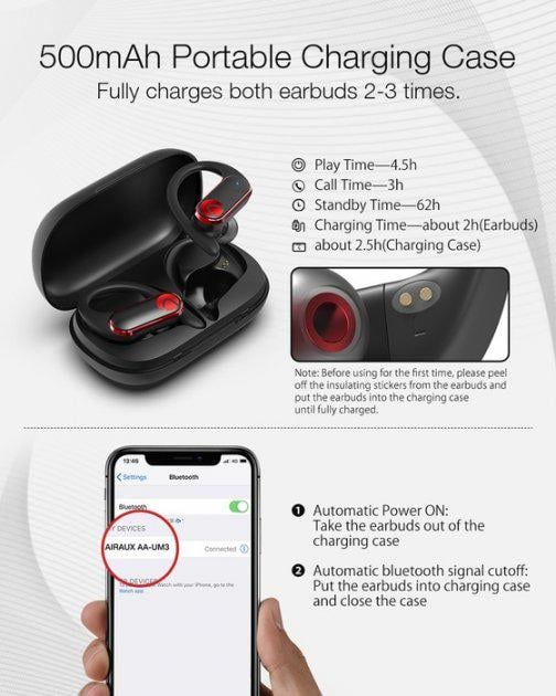 Беспроводные наушники BlitzWolf AIRAUX AA-UM3 Bluetooth 5.0 Sport Черно-красный (296) - фото 12