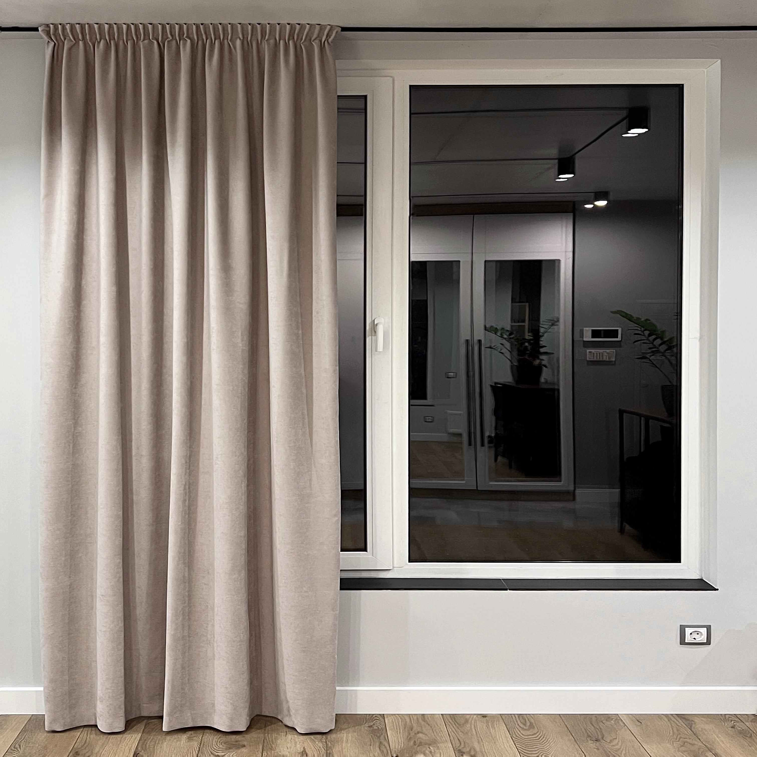 Штора на тесьме микровелюр 250х250 см 1 шт. Бежевый/Капучино (402700-MT1/250)