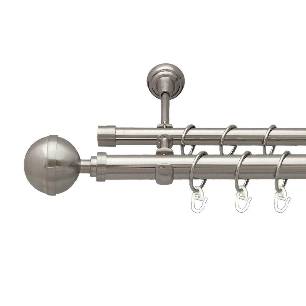 Карниз Orvit Калісто металевий дворядний відкритий гладка труба кільце металеве 25/19 мм 300 см Нержавіюча сталь (7075450)