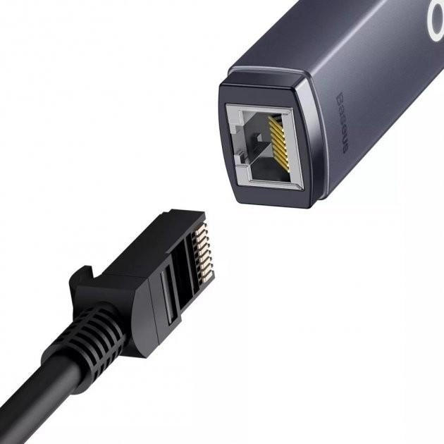 Адаптер BASEUS Lite Series Ethernet Adapter Type-C to RJ45 LAN Port 1000Mbps WKQX000301 Black - фото 2