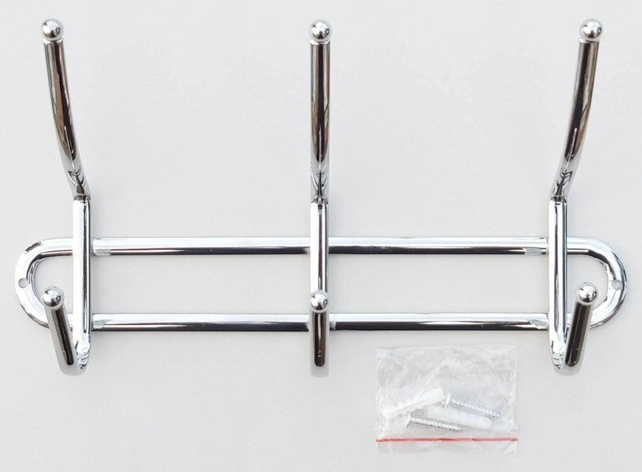 Вешалка настенная хромированная Stenson на 3 крючка (MMS-MH-0204)