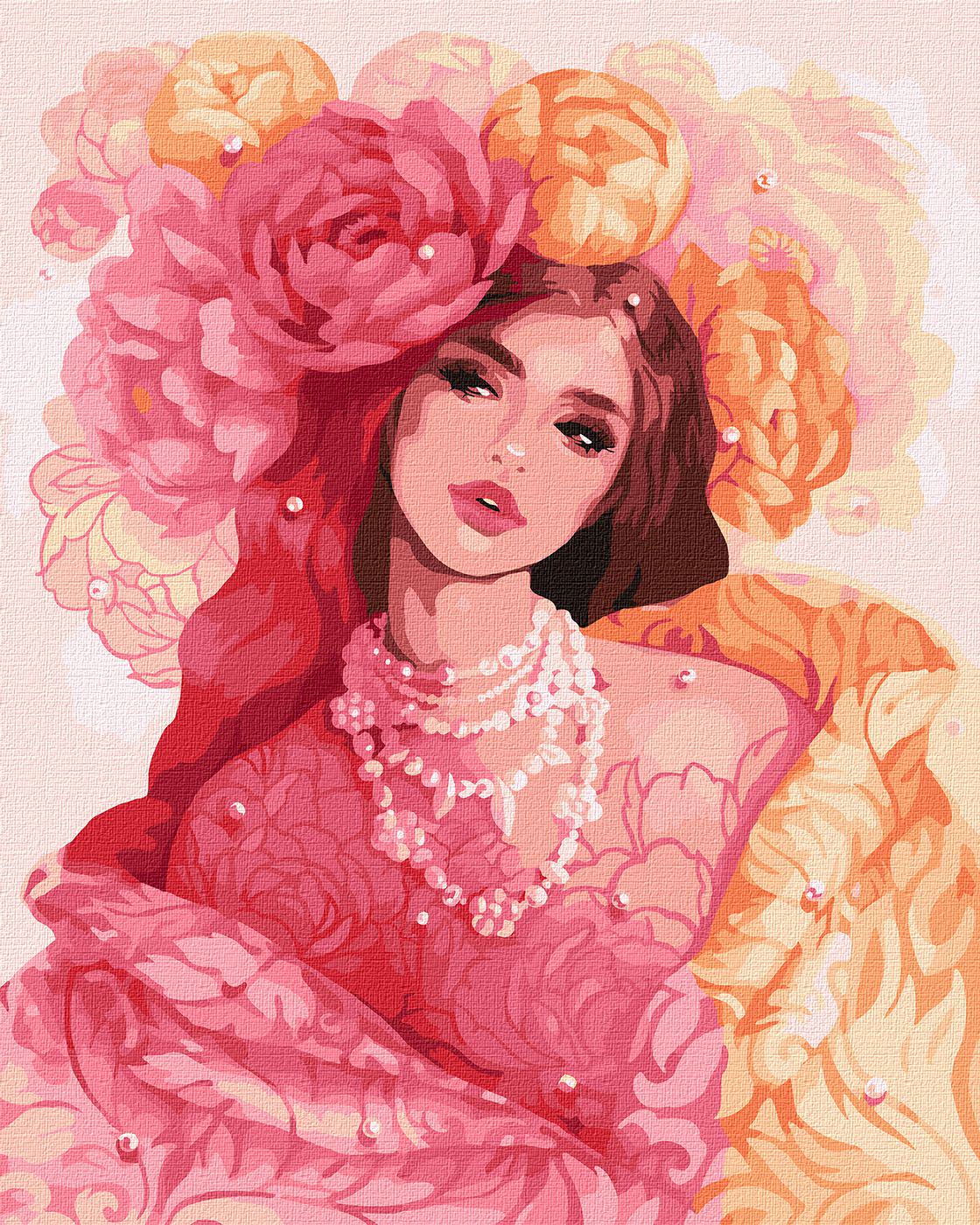 Картина по номерам Идейка Красавица и пионы 40x50 см (KHO8329)