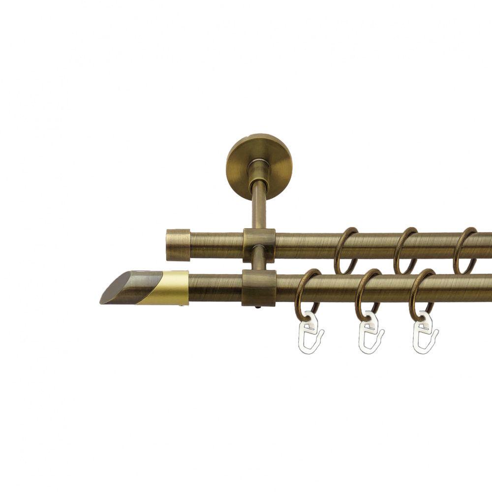 Карниз Orvit Луна металевий дворядний закритий гладка труба кільце металеве 16/16 мм 240 см Антик (7329425) Карниз Orvit Луна металевий дворядний закритий гладка труба кільце металеве 16/16 мм 240 см Антик (7329425)