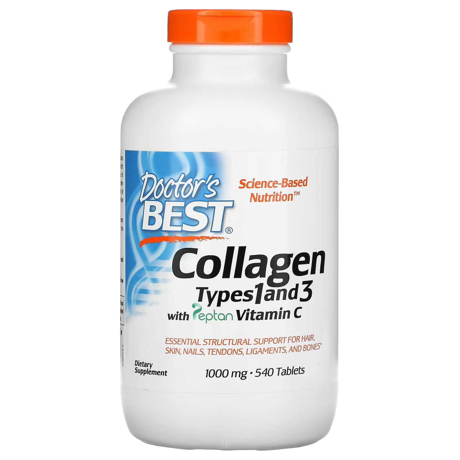 Коллаген 1 и 3 типа Doctor's Best Collagen Types 1 and 3 with Peptan and Vitamin C 1,000 mg 540 tablets