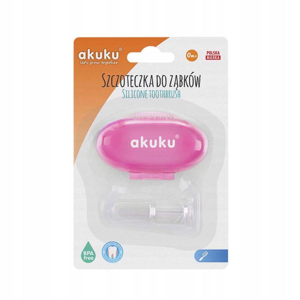 Силиконовая щётка для зубов Akuku в футляре Розовый (A0265-PINK)