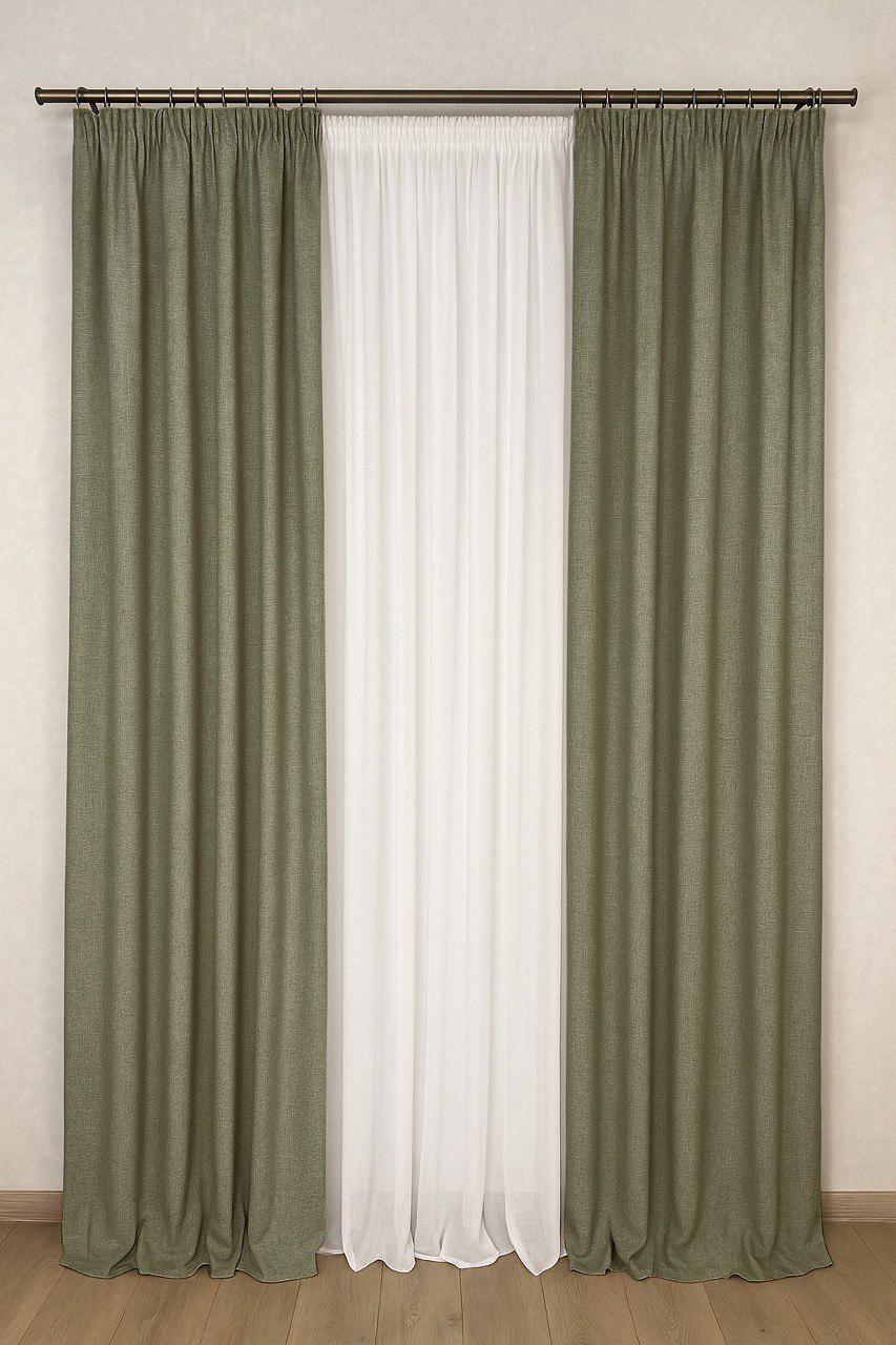Комплект штор Льон-Рогожка 2 шт. 150x280 см Оливковий - фото 1 Комплект штор Льон-Рогожка 2 шт. 150x280 см Оливковий - фото 1