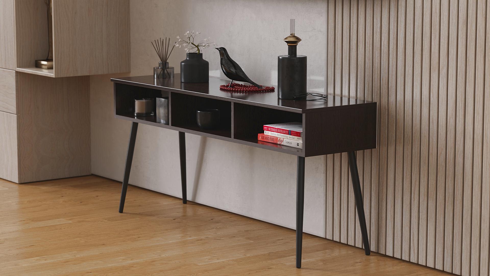 Тумба под телевизор Ferrum-decor Кентукки металл/ДСП 16 мм 45x139x38 см Черный/Венге Магия (FRD-106729)