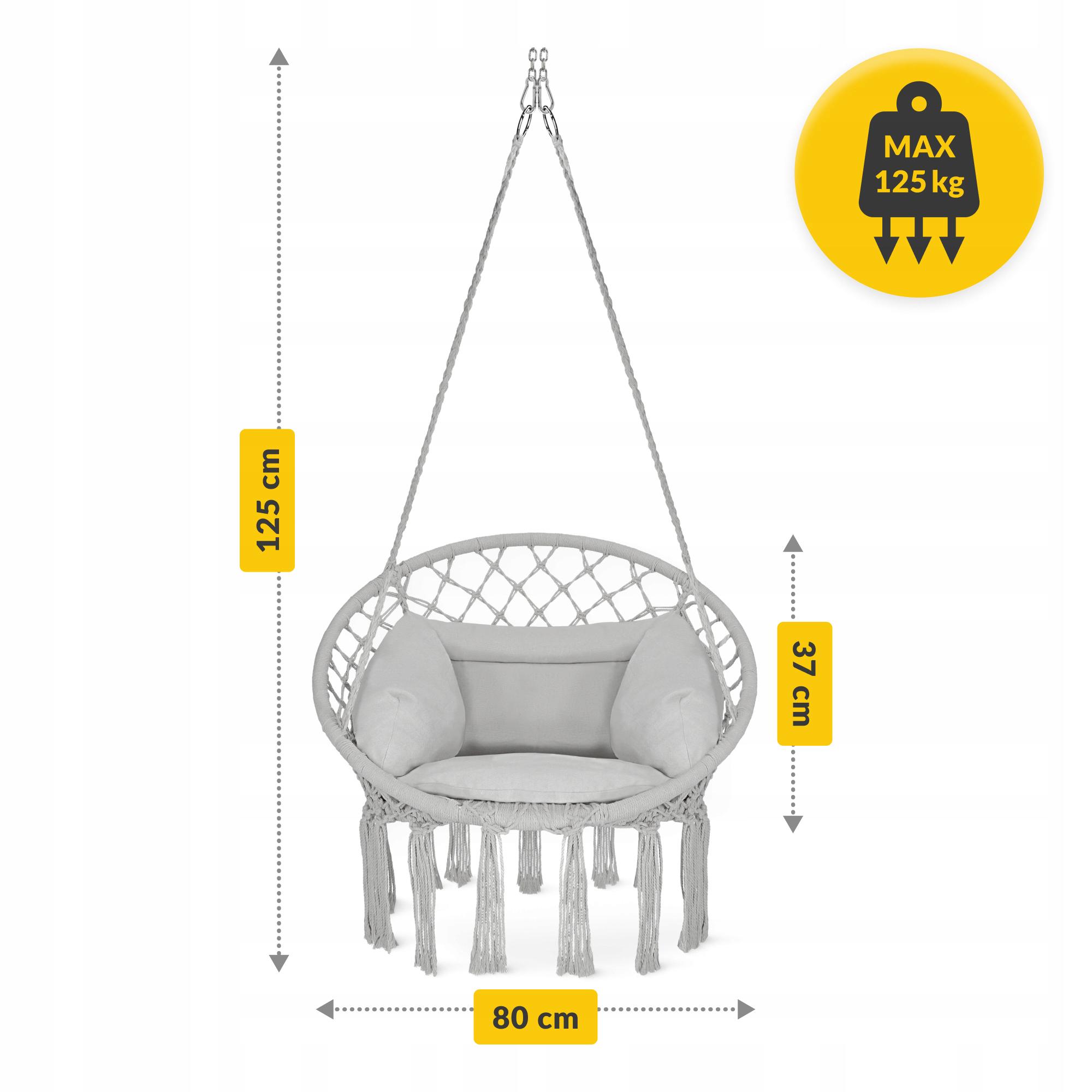 Кресло-качели подвесное 4fizjo Boho Dream с подушкой плетеное 80 см Grey (P-5905973404532) - фото 5