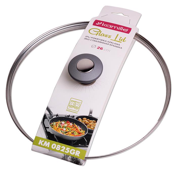 Крышка стеклянная Kamille Dominica Grey Ø 26 см (KM-0825GR)