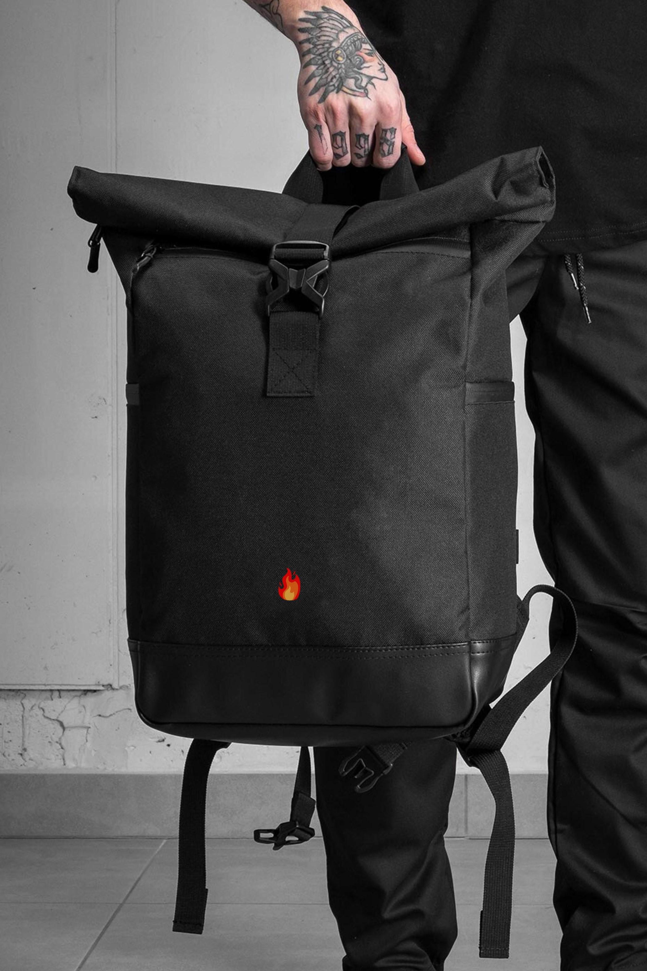 Рюкзак-роллтоп повседневный Without унисекс с принтом Fire Black (8055120)