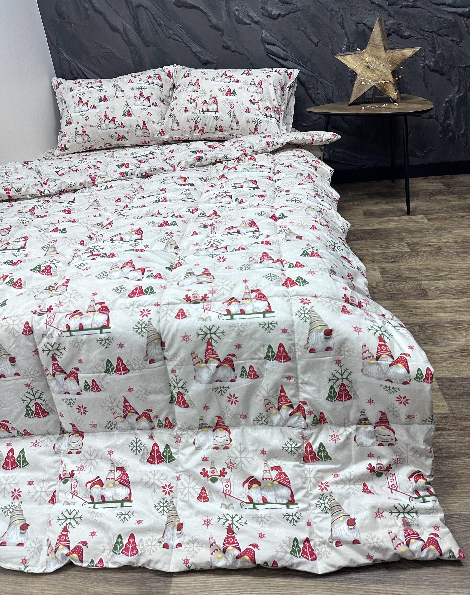 Комплект постельного белья Comfort Home X-mas Gnomes новогодний демисезонный 180х210 см - фото 1