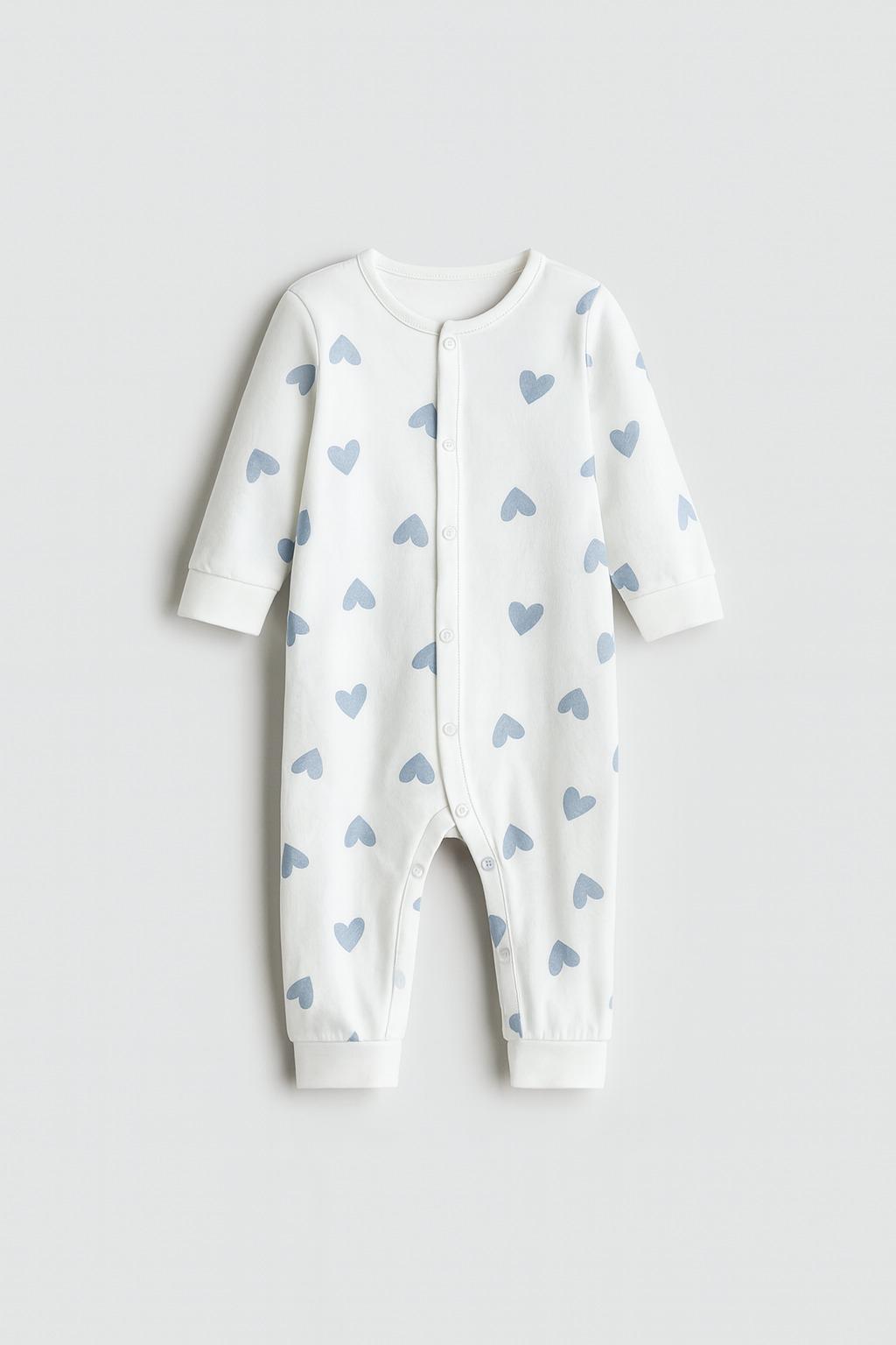 Комбінезон Сердечки 80 см Білий/Блакитний (1099843)