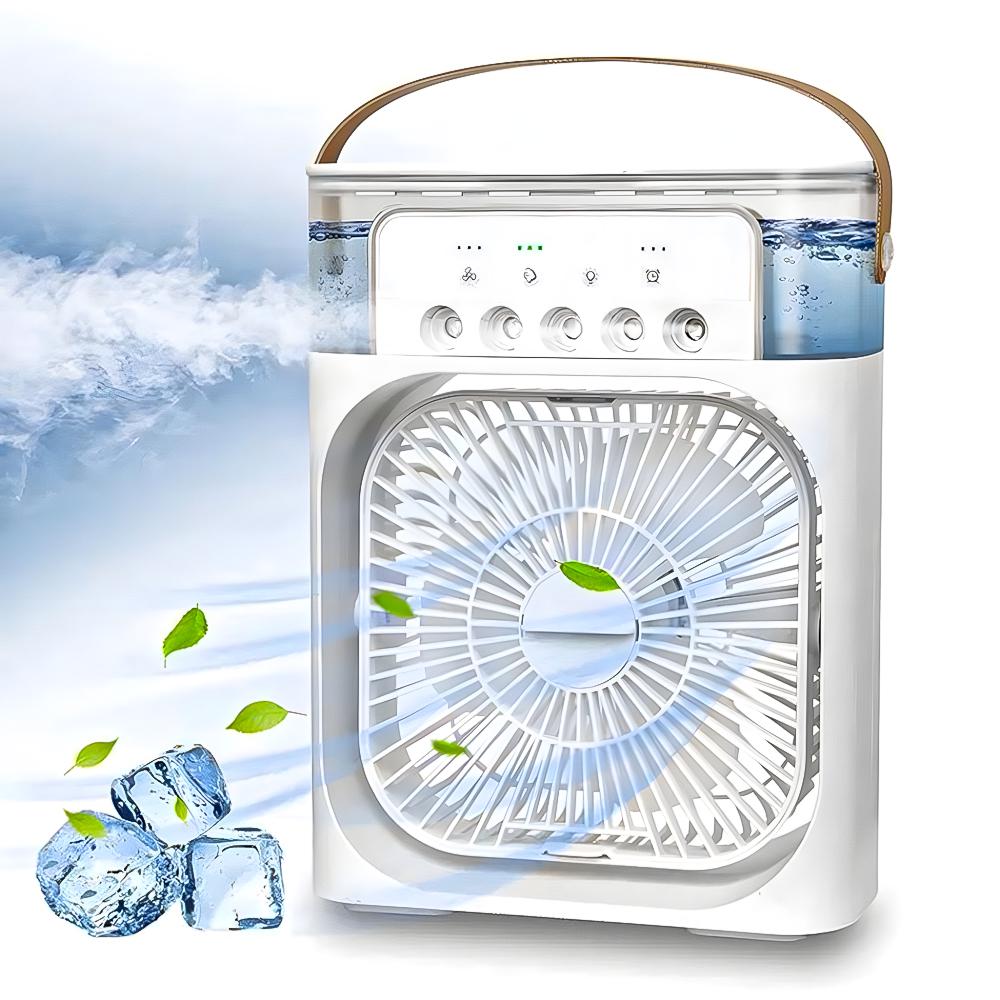 Вентилятор міні портативний з зволожувачем повітря USB-Type C 3 режими LED підсвічування 10 Вт Білий (27435977) - фото 2